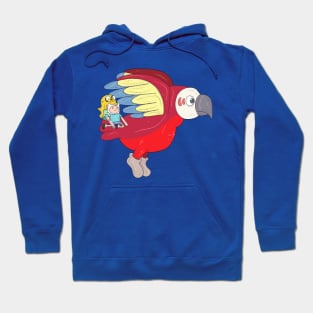 Finn and Jake on Giant Parrot Hoodie